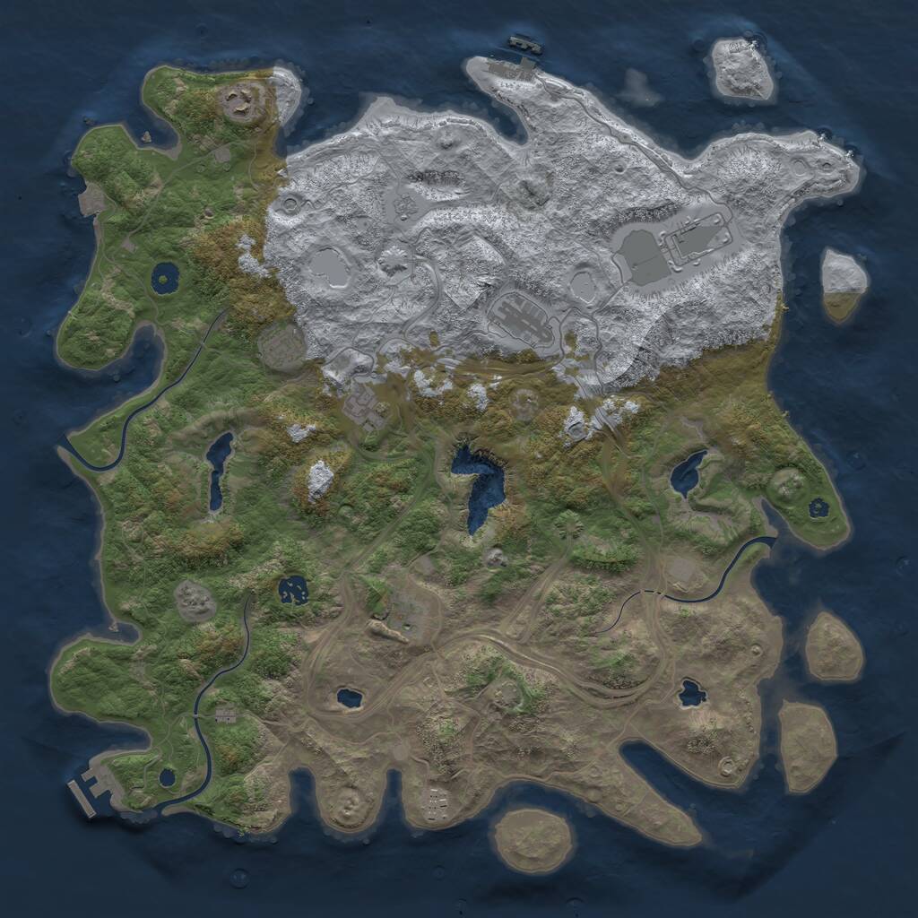 Rust Map: Procedural Map, Size: 4500, Seed: 658180663, 14 Monuments