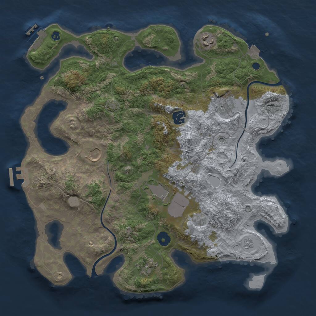 Rust Map: Procedural Map, Size: 3500, Seed: 1396622450, 12 Monuments