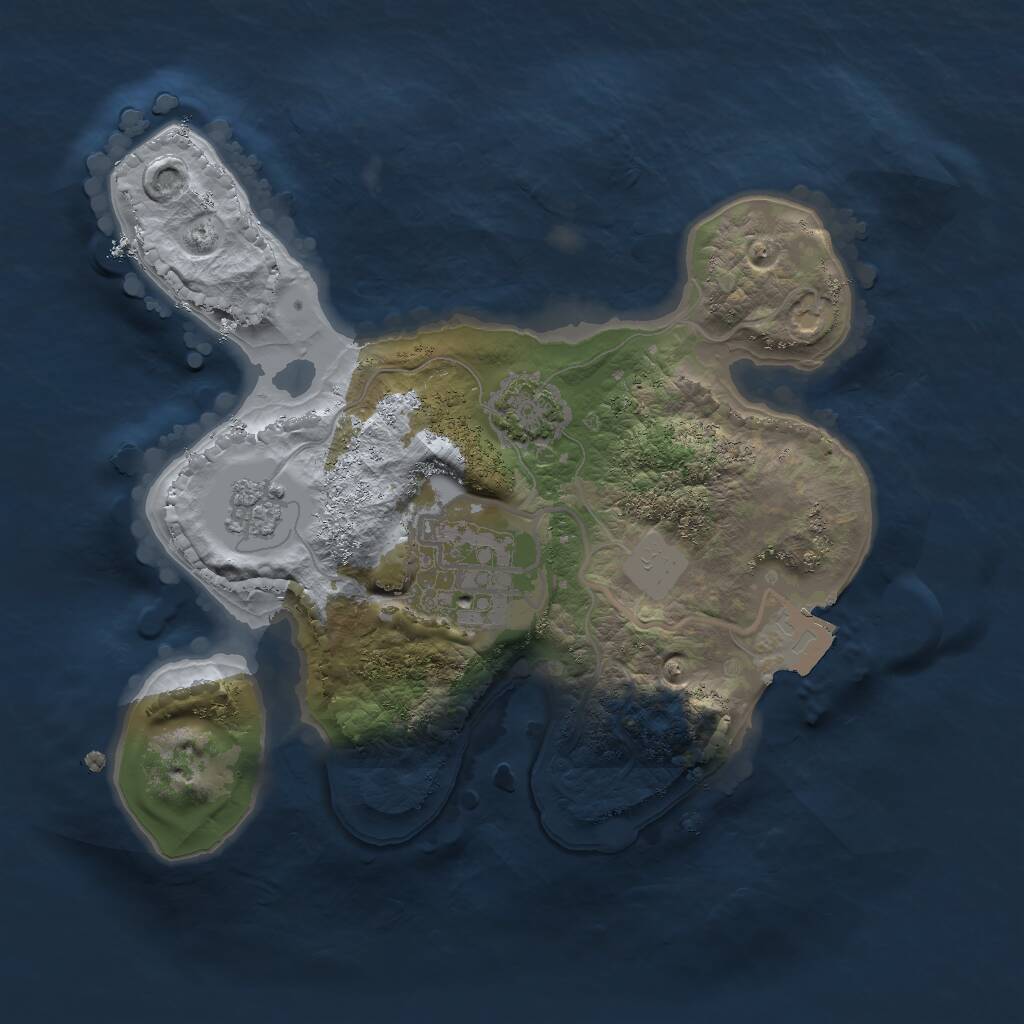 Rust Map: Procedural Map, Size: 2000, Seed: 32443, 4 Monuments