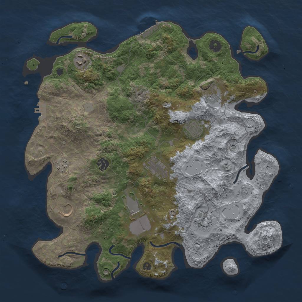Rust Map: Procedural Map, Size: 3700, Seed: 795486896, 18 Monuments