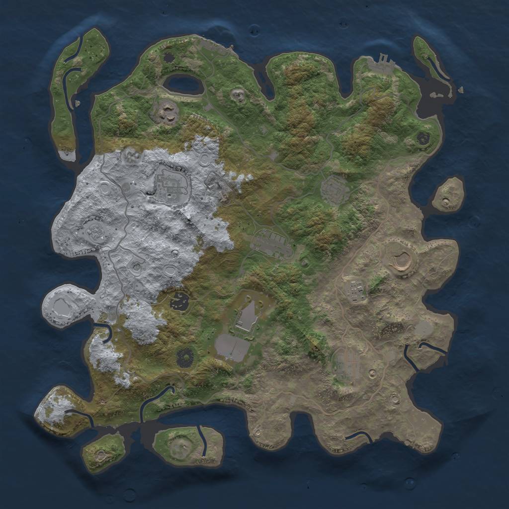 Rust Map: Procedural Map, Size: 4000, Seed: 968574, 18 Monuments