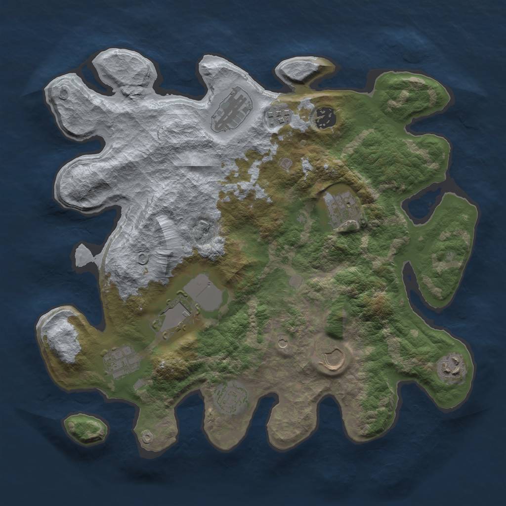 Rust Map: Barren, Size: 3500, Seed: 154818, 12 Monuments