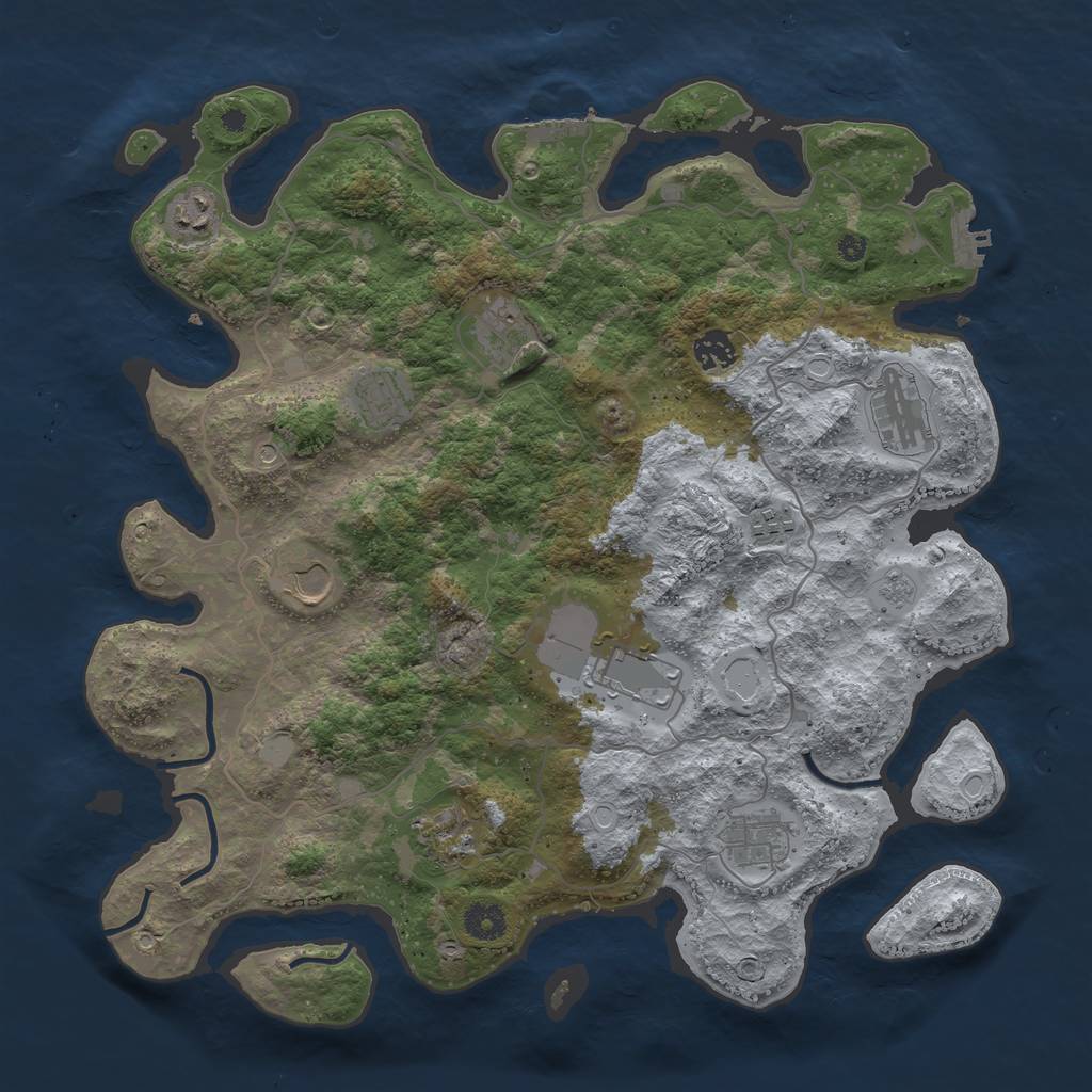Rust Map: Procedural Map, Size: 4000, Seed: 21256896, 19 Monuments