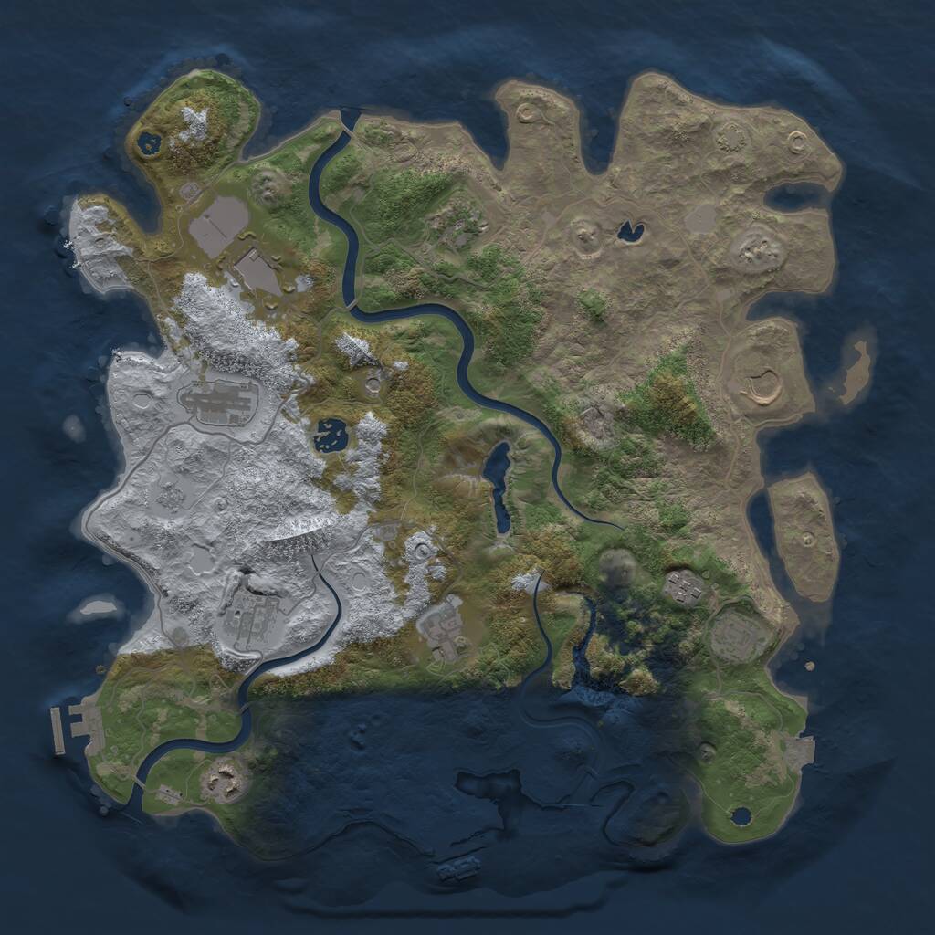 Rust Map: Procedural Map, Size: 4000, Seed: 961893, 16 Monuments