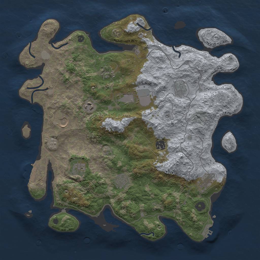 Rust Map: Procedural Map, Size: 4000, Seed: 203924, 19 Monuments