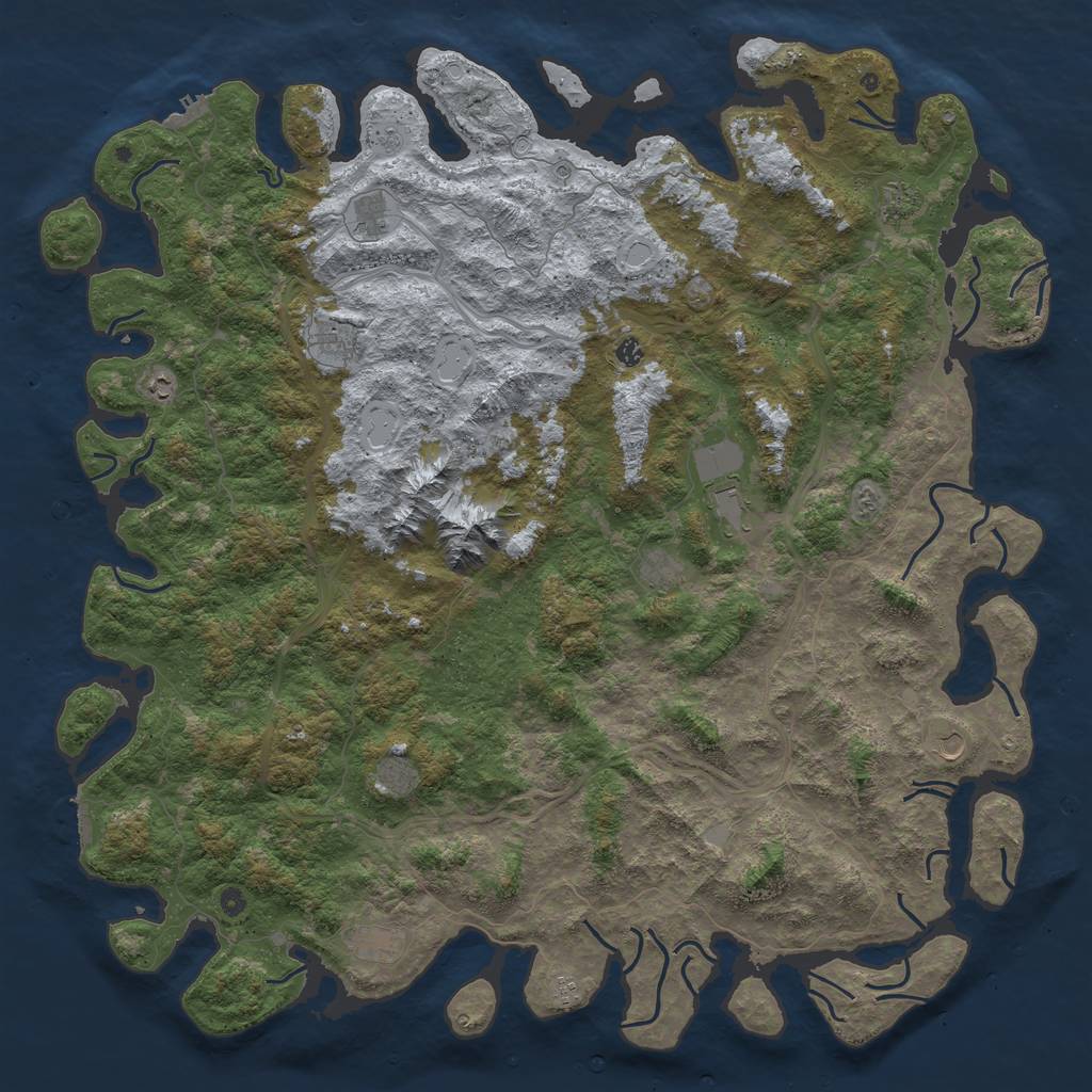 Rust Map: Procedural Map, Size: 6000, Seed: 2102478533, 20 Monuments