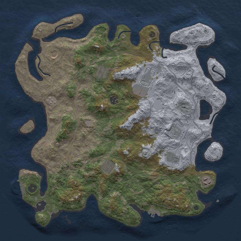 Rust Map: Procedural Map, Size: 4250, Seed: 1360848228, 18 Monuments