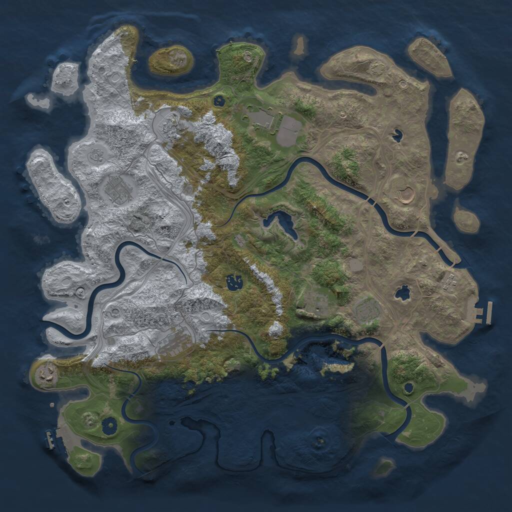 Rust Map: Procedural Map, Size: 4500, Seed: 425871, 16 Monuments