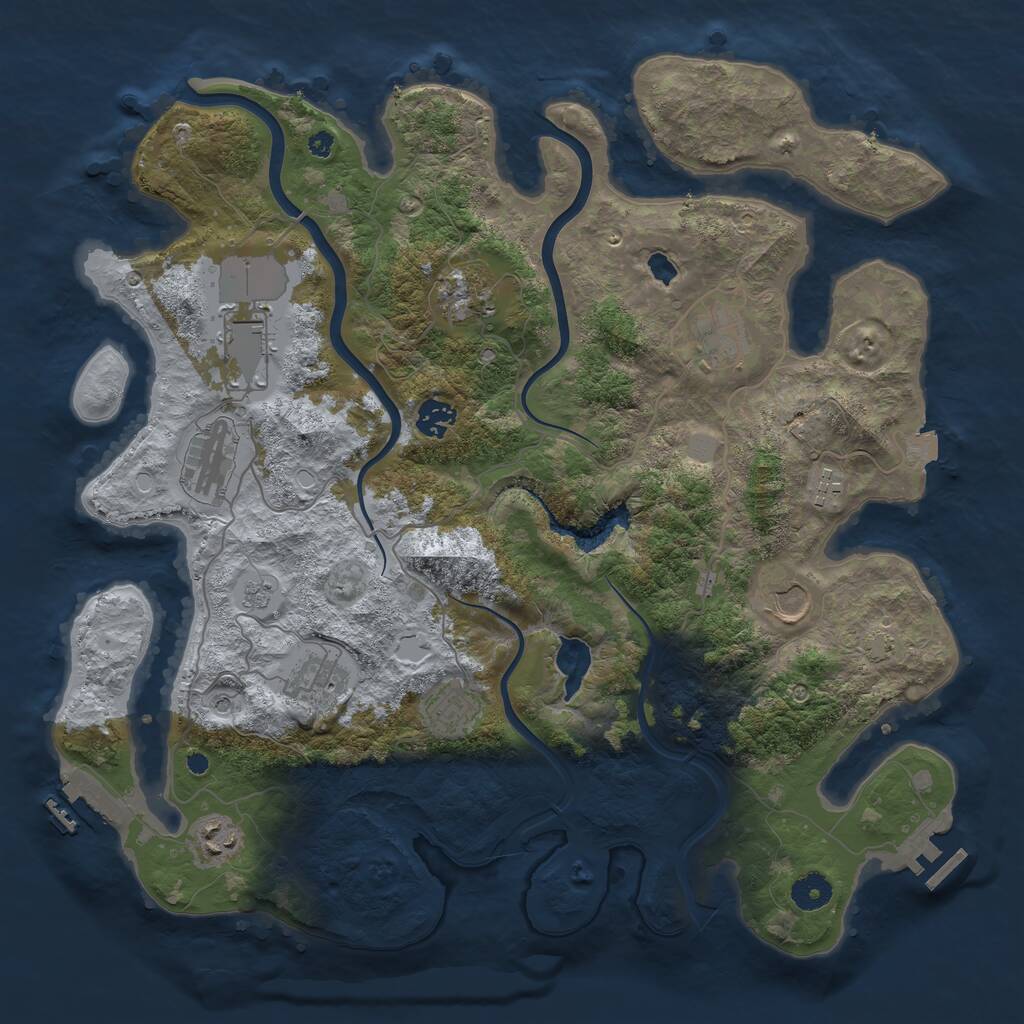 Rust Map: Procedural Map, Size: 4000, Seed: 461447, 16 Monuments