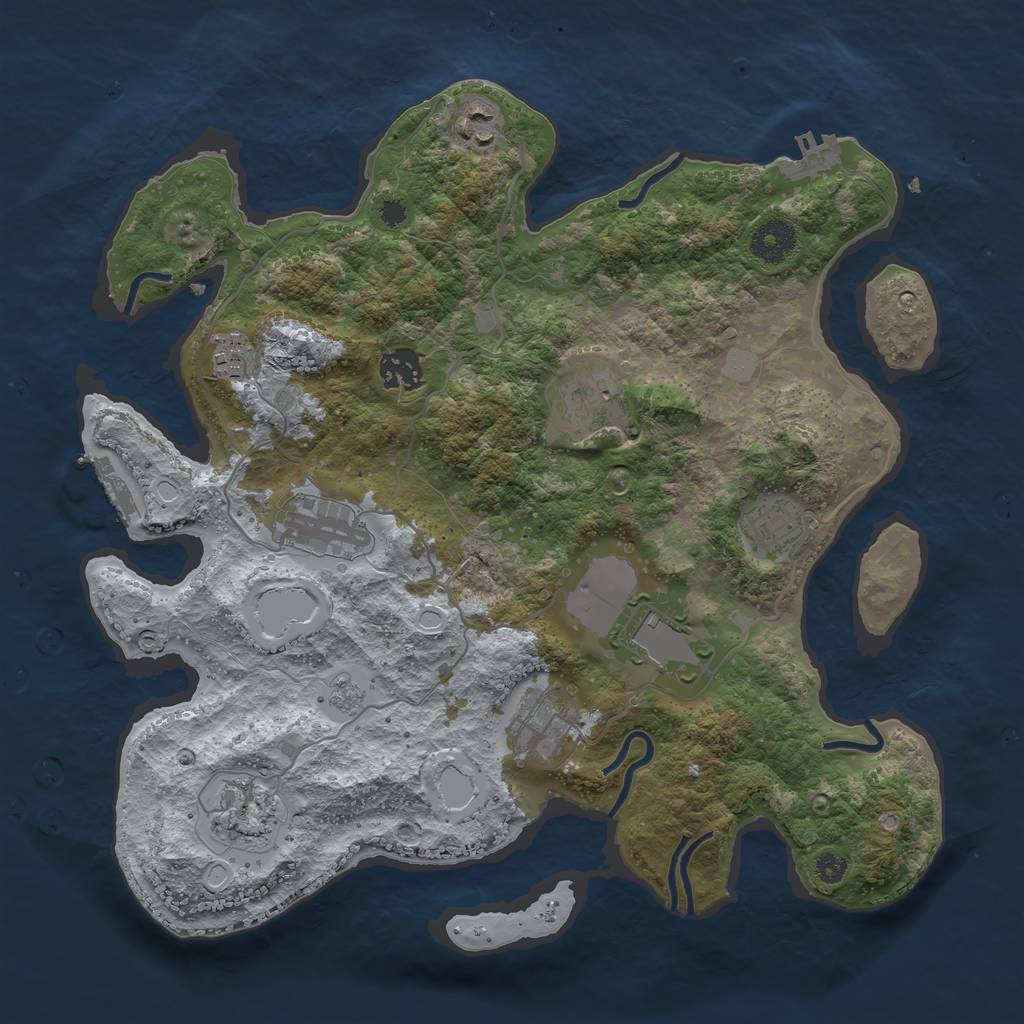 Rust Map: Procedural Map, Size: 3500, Seed: 1073588949, 17 Monuments