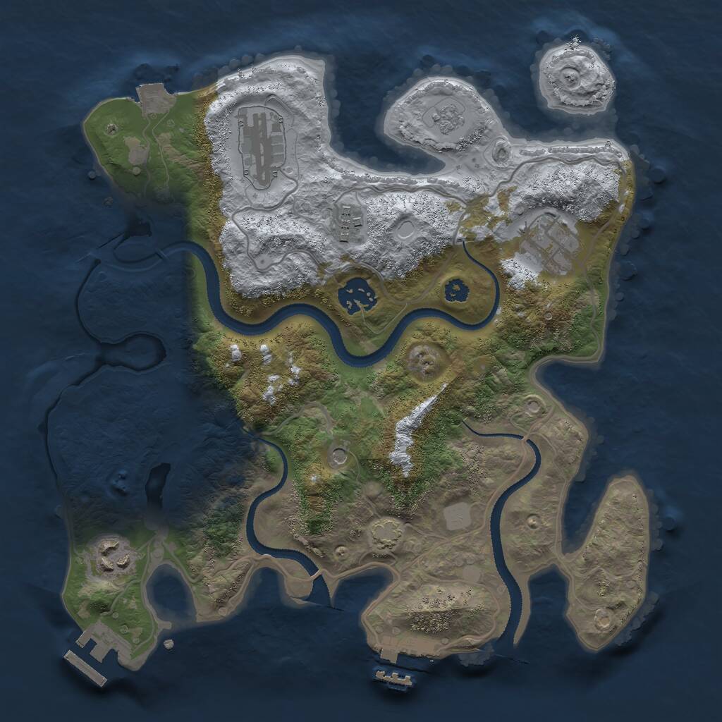 Rust Map: Procedural Map, Size: 3000, Seed: 57669, 11 Monuments