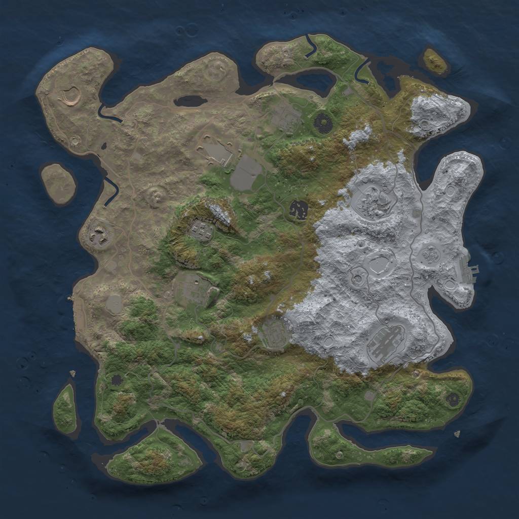Rust Map: Procedural Map, Size: 4000, Seed: 1056939271, 19 Monuments