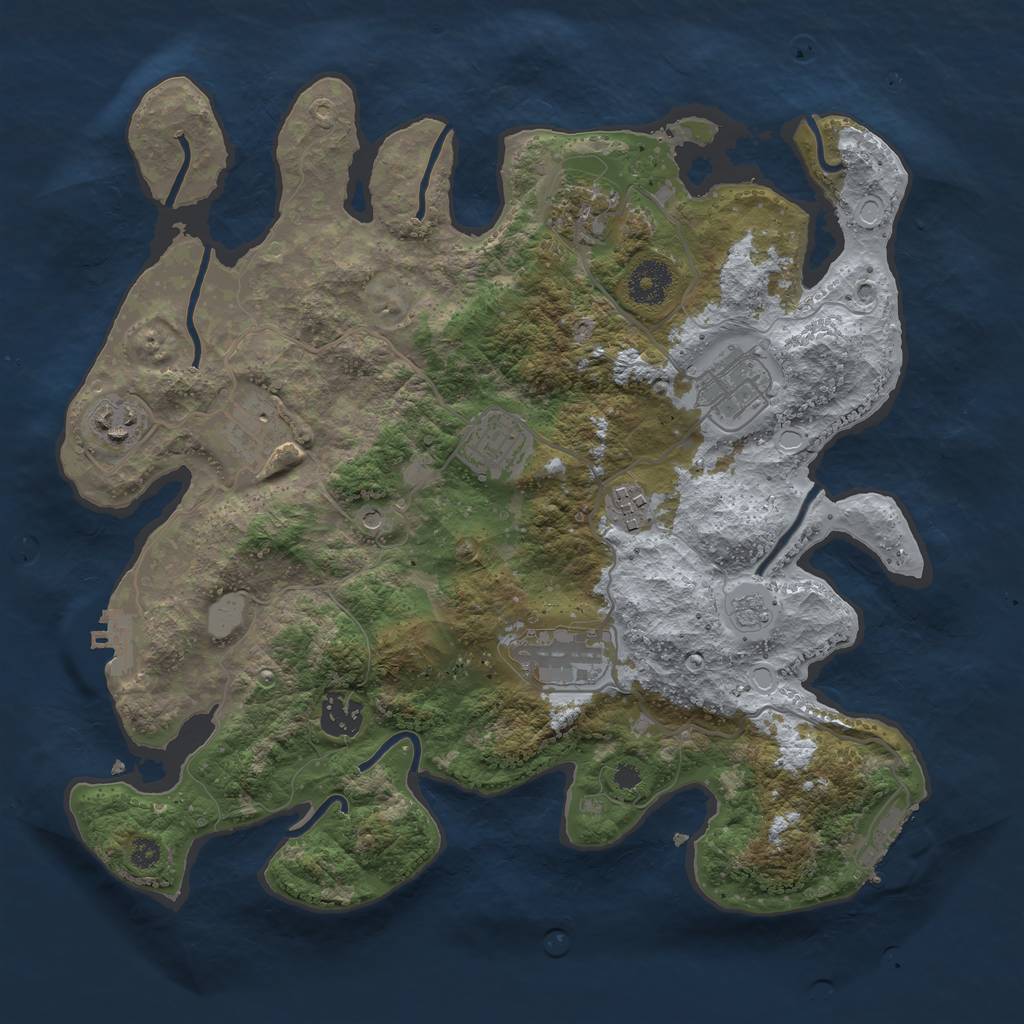 Rust Map: Procedural Map, Size: 3450, Seed: 88846319, 17 Monuments