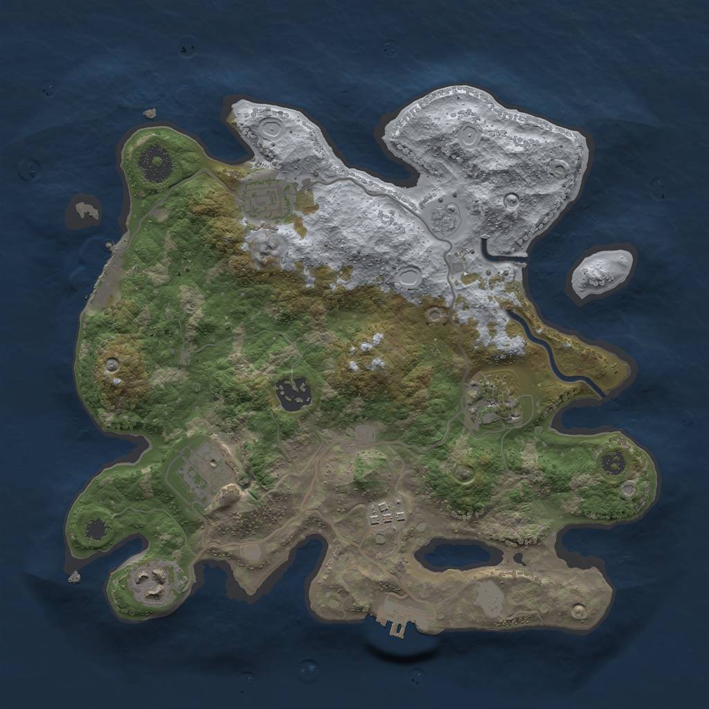 Rust Map: Procedural Map, Size: 3000, Seed: 123465, 14 Monuments