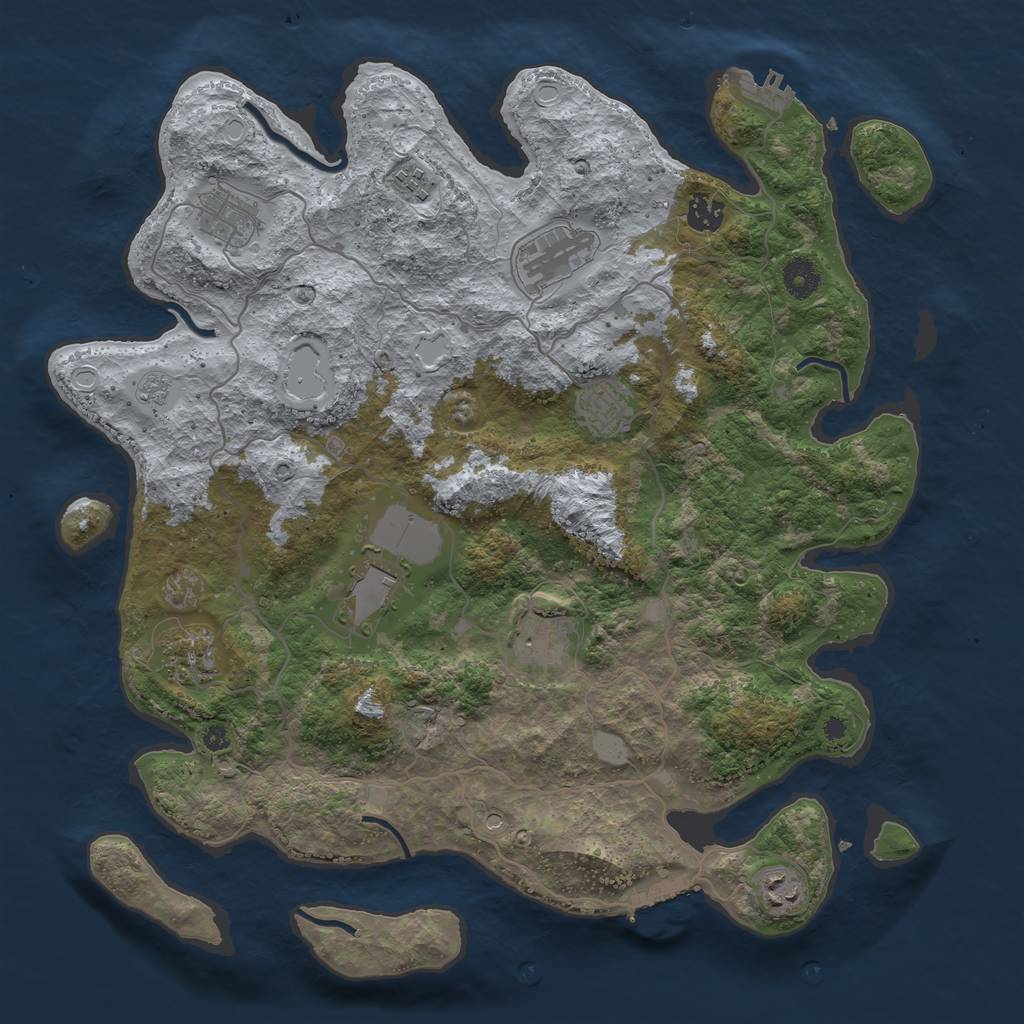 Rust Map: Procedural Map, Size: 4000, Seed: 4656, 18 Monuments
