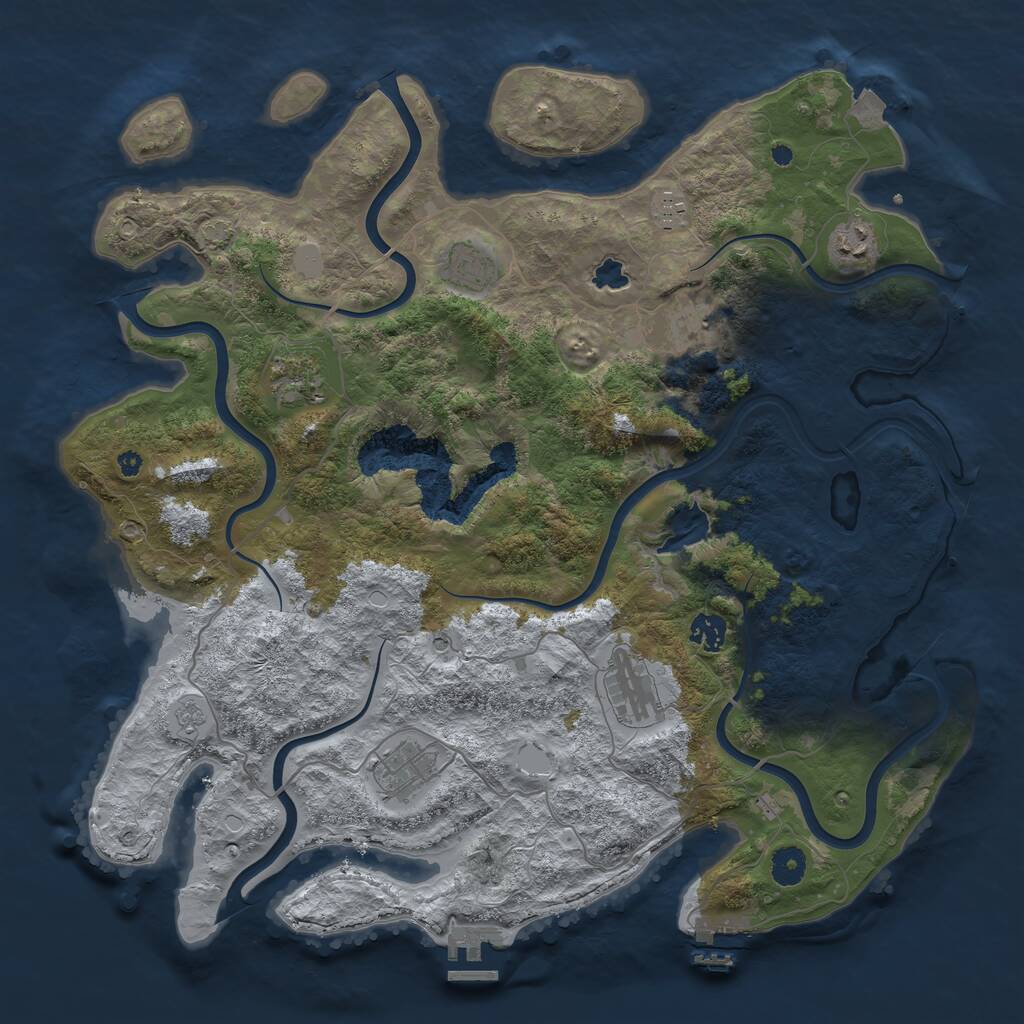 Rust Map: Procedural Map, Size: 4100, Seed: 13732073, 14 Monuments
