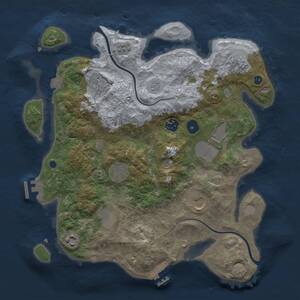 Thumbnail Rust Map: Procedural Map, Size: 3500, Seed: 2018225809, 15 Monuments