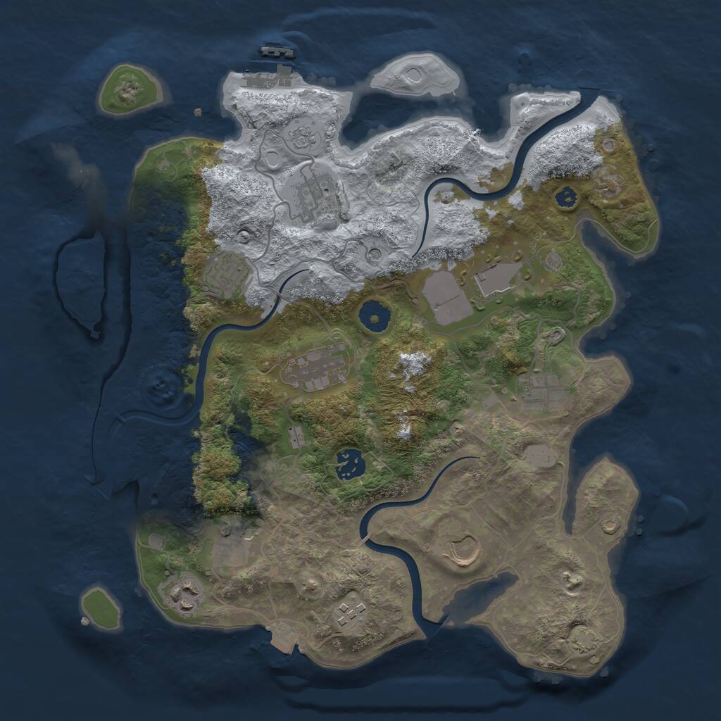 Rust Map: Procedural Map, Size: 3500, Seed: 2018225809, 15 Monuments