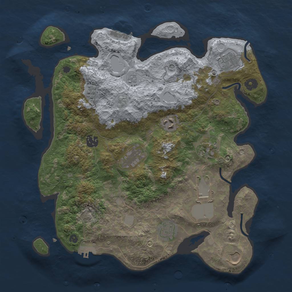 Rust Map: Procedural Map, Size: 3500, Seed: 2018225809, 18 Monuments