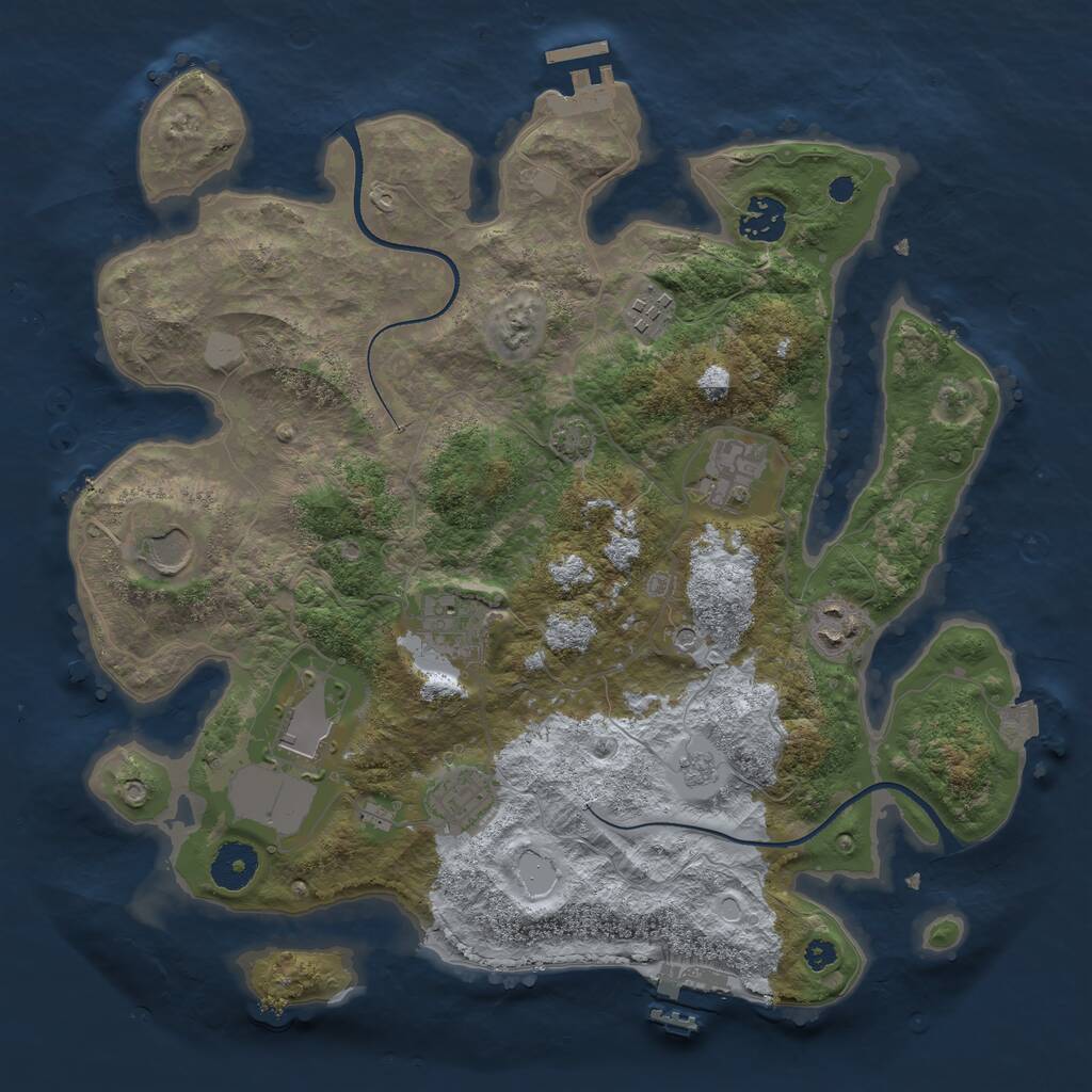 Rust Map: Procedural Map, Size: 3500, Seed: 517582776, 14 Monuments