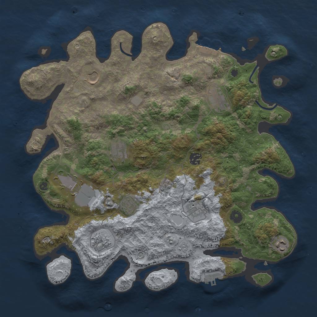 Rust Map: Procedural Map, Size: 3800, Seed: 111314, 19 Monuments