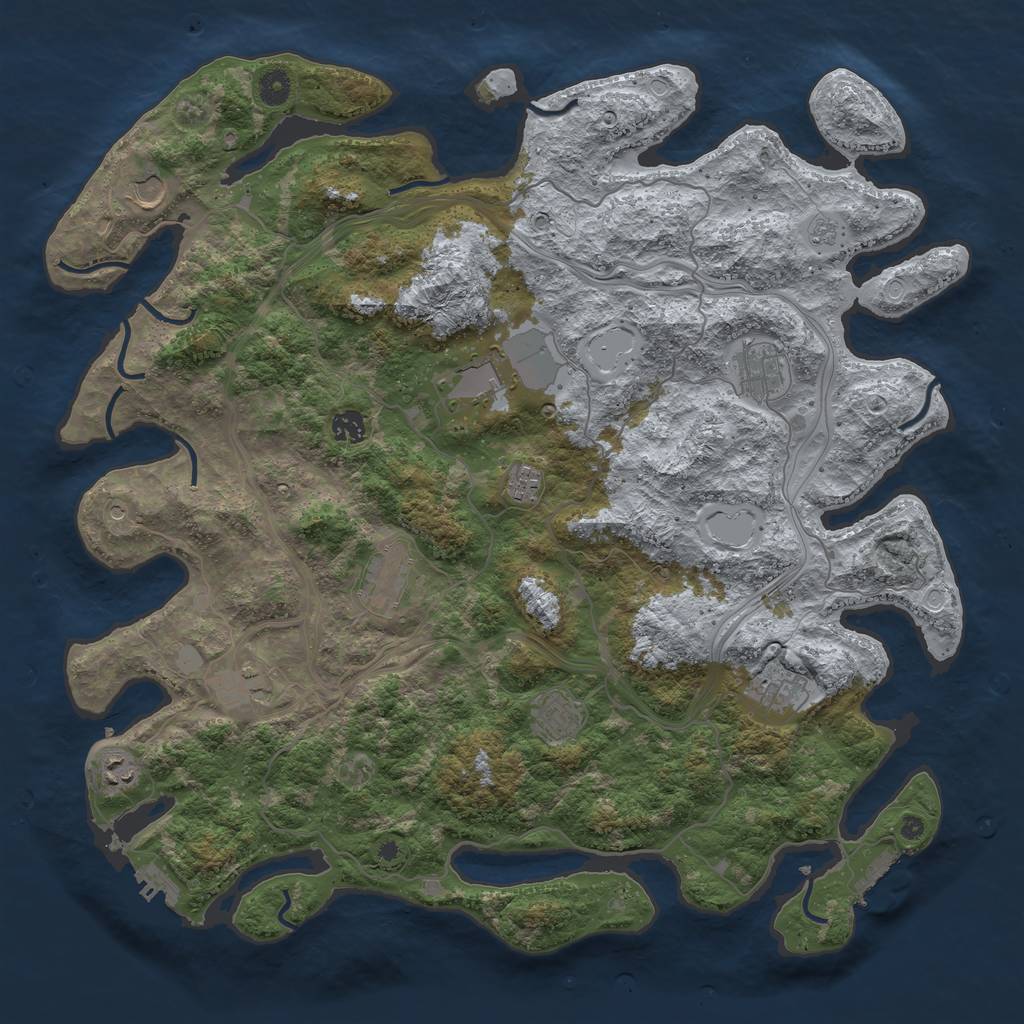 Rust Map: Procedural Map, Size: 4500, Seed: 50630470, 19 Monuments