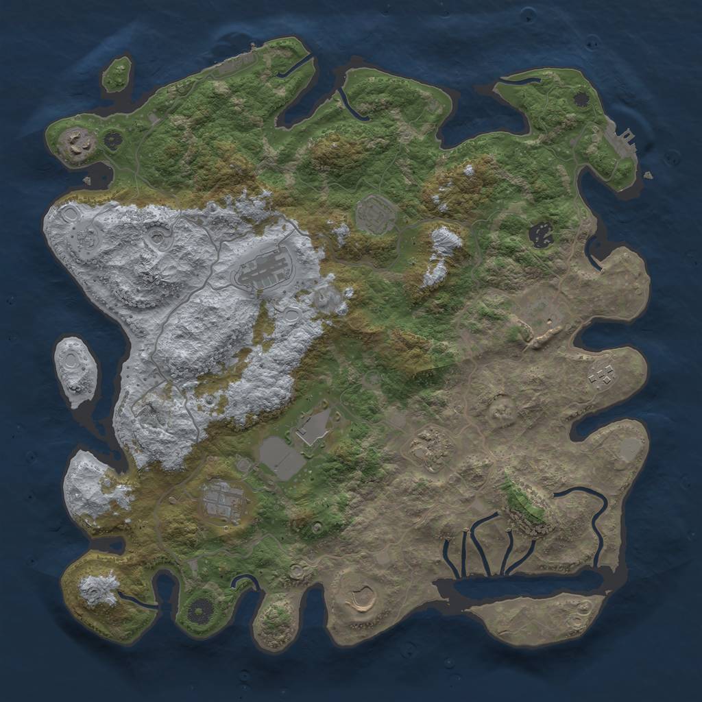 Rust Map: Procedural Map, Size: 4074, Seed: 595850, 19 Monuments