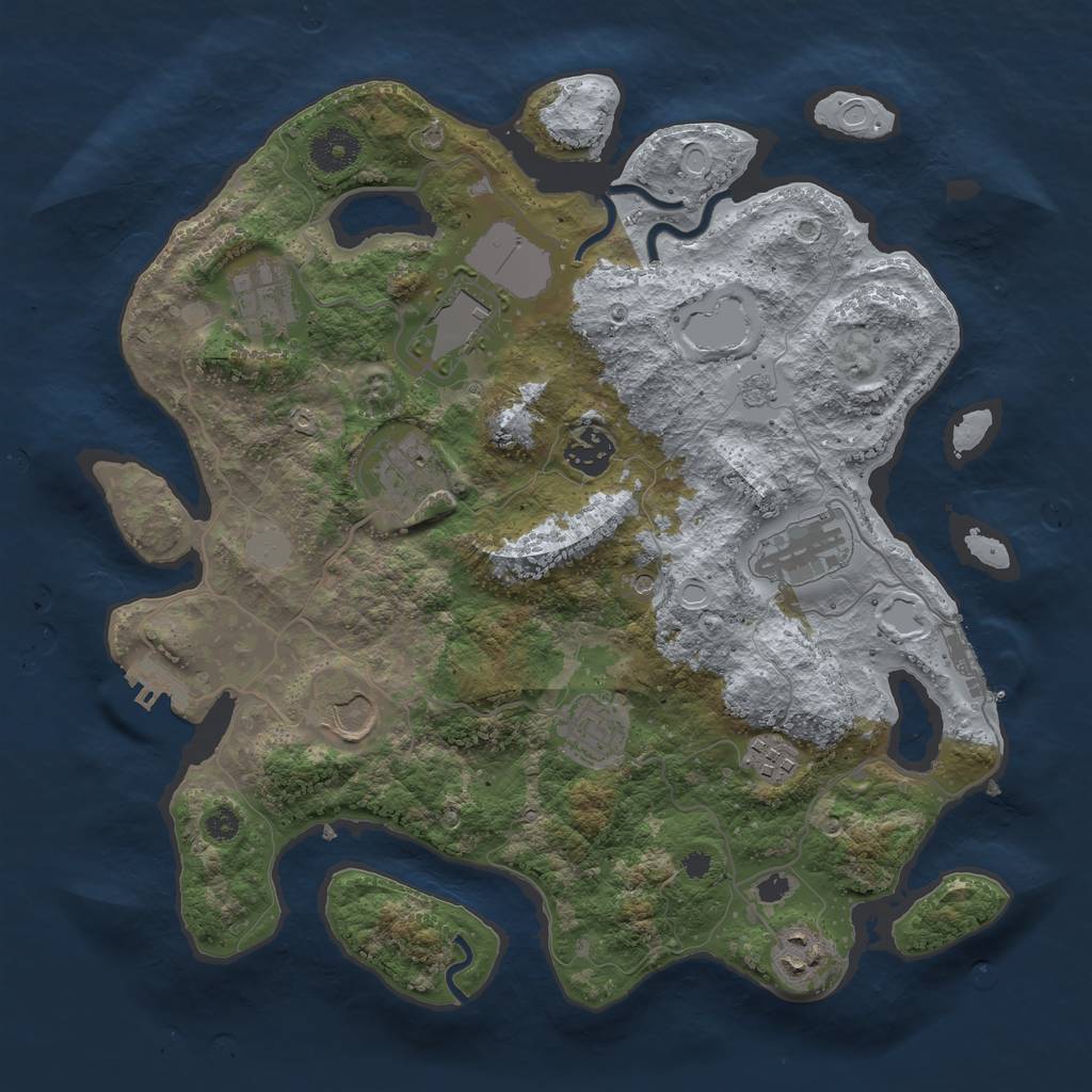 Rust Map: Procedural Map, Size: 3500, Seed: 622158926, 18 Monuments