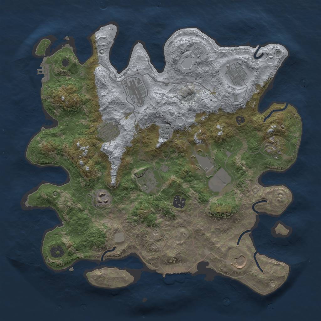 Rust Map: Procedural Map, Size: 3650, Seed: 52889691, 19 Monuments