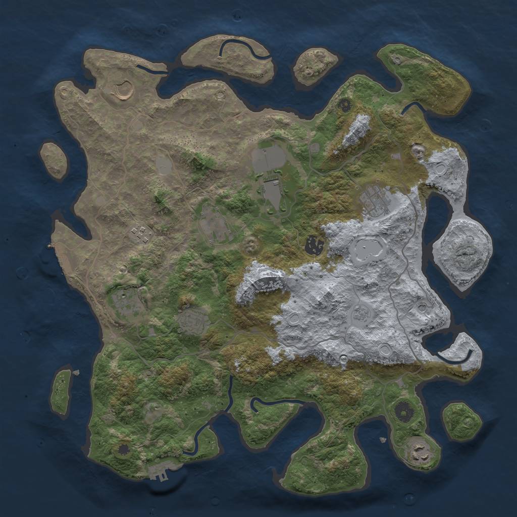 Rust Map: Procedural Map, Size: 4000, Seed: 39828397, 18 Monuments