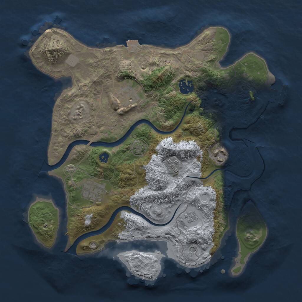 Rust Map: Procedural Map, Size: 3000, Seed: 15619, 10 Monuments