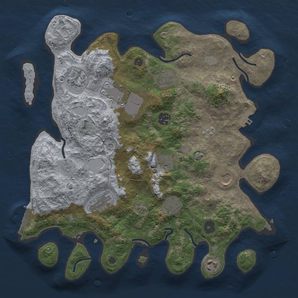 Rust Map: Procedural Map, Size: 3650, Seed: 36714952, 19 Monuments