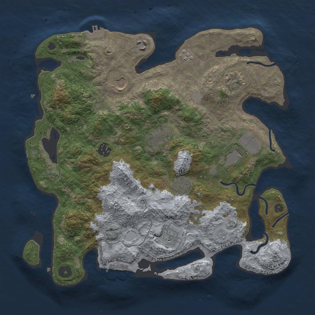 Rust Map: Procedural Map, Size: 3650, Seed: 40512866, 18 Monuments
