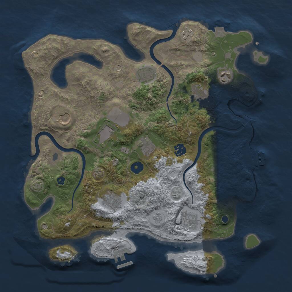 Rust Map: Procedural Map, Size: 3600, Seed: 5482263, 16 Monuments