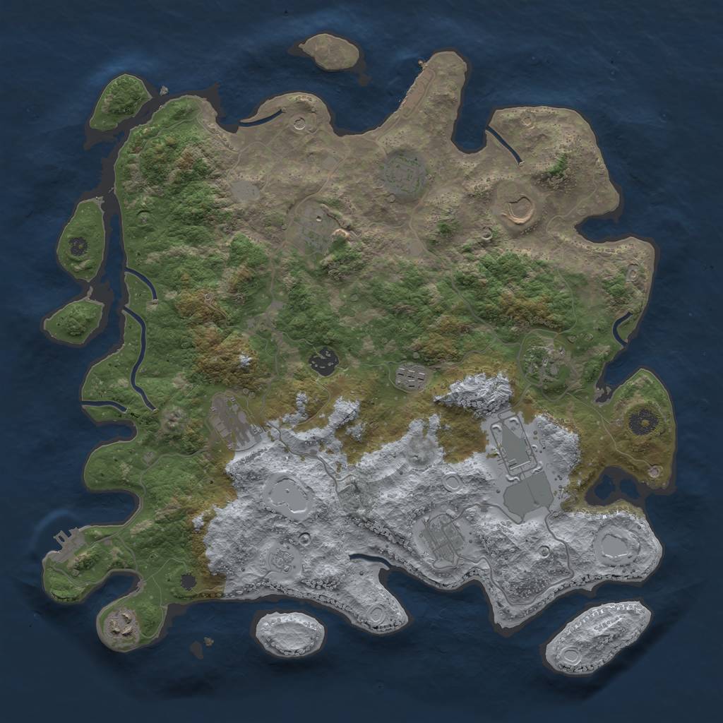 Rust Map: Procedural Map, Size: 3950, Seed: 82508287, 19 Monuments