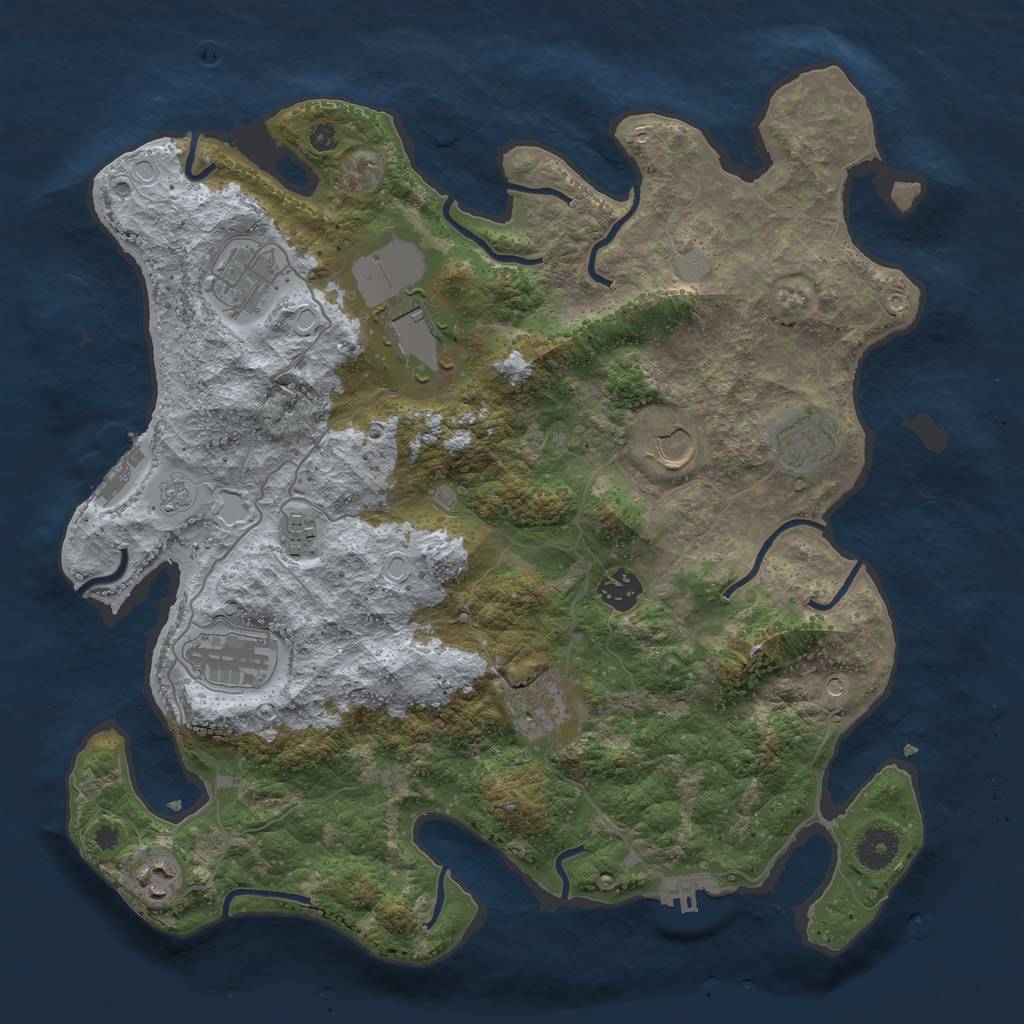 Rust Map: Procedural Map, Size: 3750, Seed: 96084734, 18 Monuments
