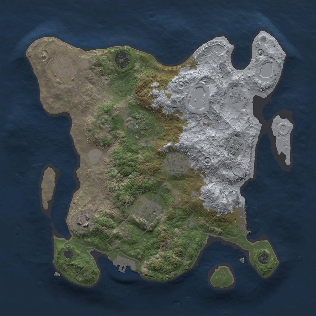 Rust Map: Procedural Map, Size: 3000, Seed: 1382418055, 14 Monuments