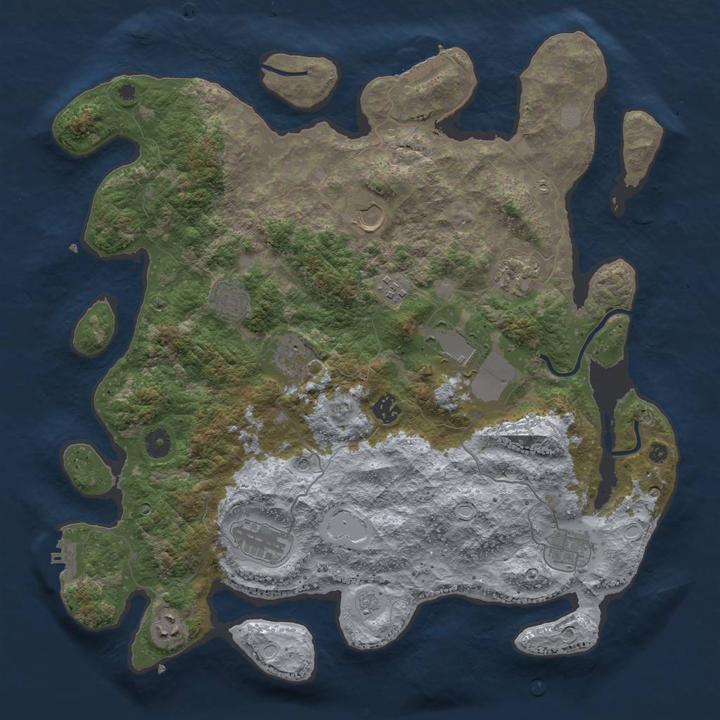 Rust Map: Procedural Map, Size: 3950, Seed: 1454175, 19 Monuments