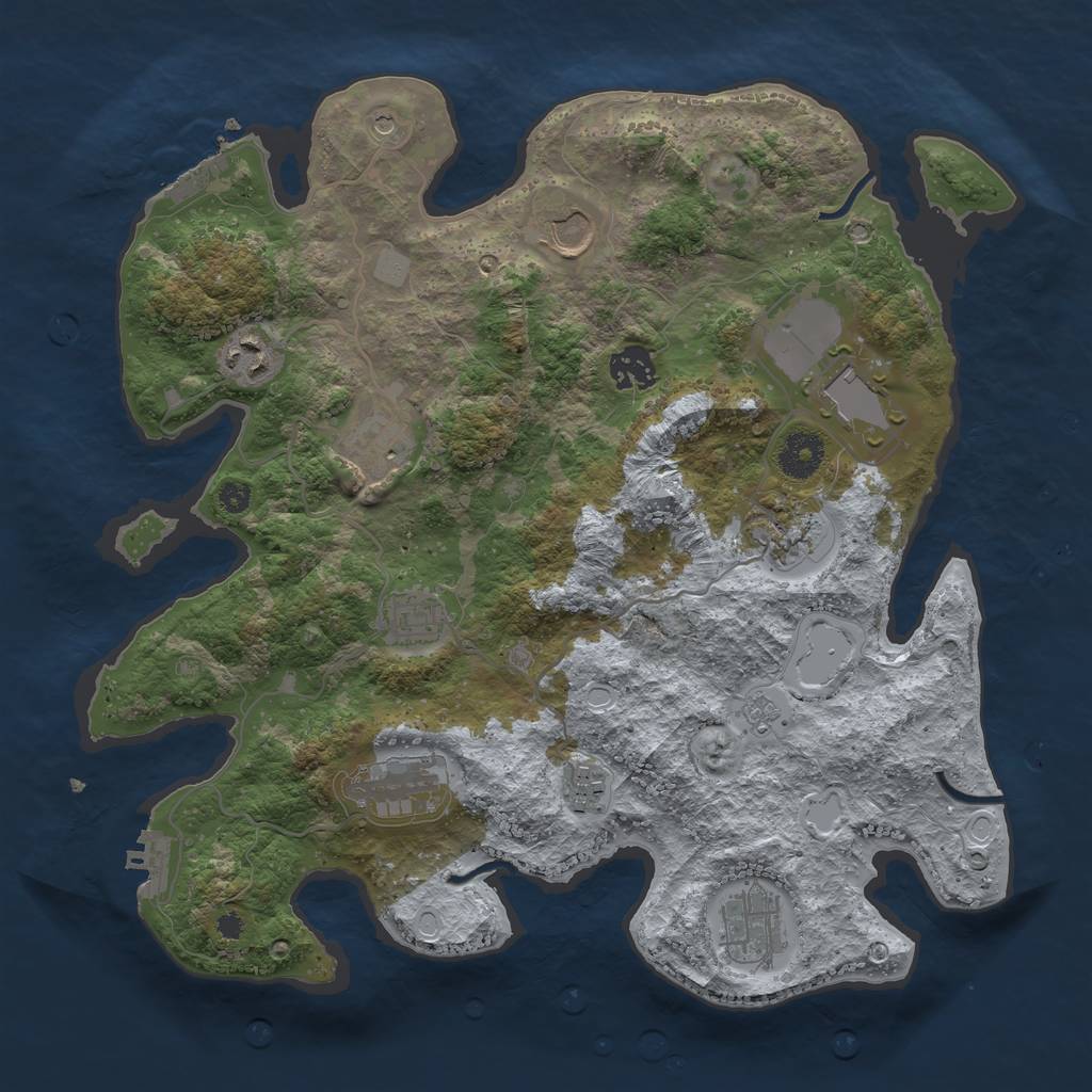 Rust Map: Procedural Map, Size: 3550, Seed: 60414917, 19 Monuments