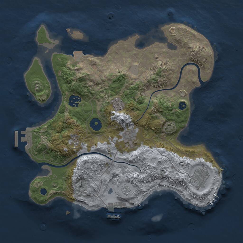 Rust Map: Procedural Map, Size: 3000, Seed: 338402304, 10 Monuments