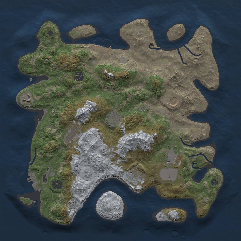 Rust Map: Procedural Map, Size: 3600, Seed: 1120187832, 17 Monuments