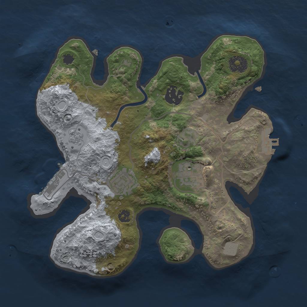 Rust Map: Procedural Map, Size: 2500, Seed: 306246943, 11 Monuments