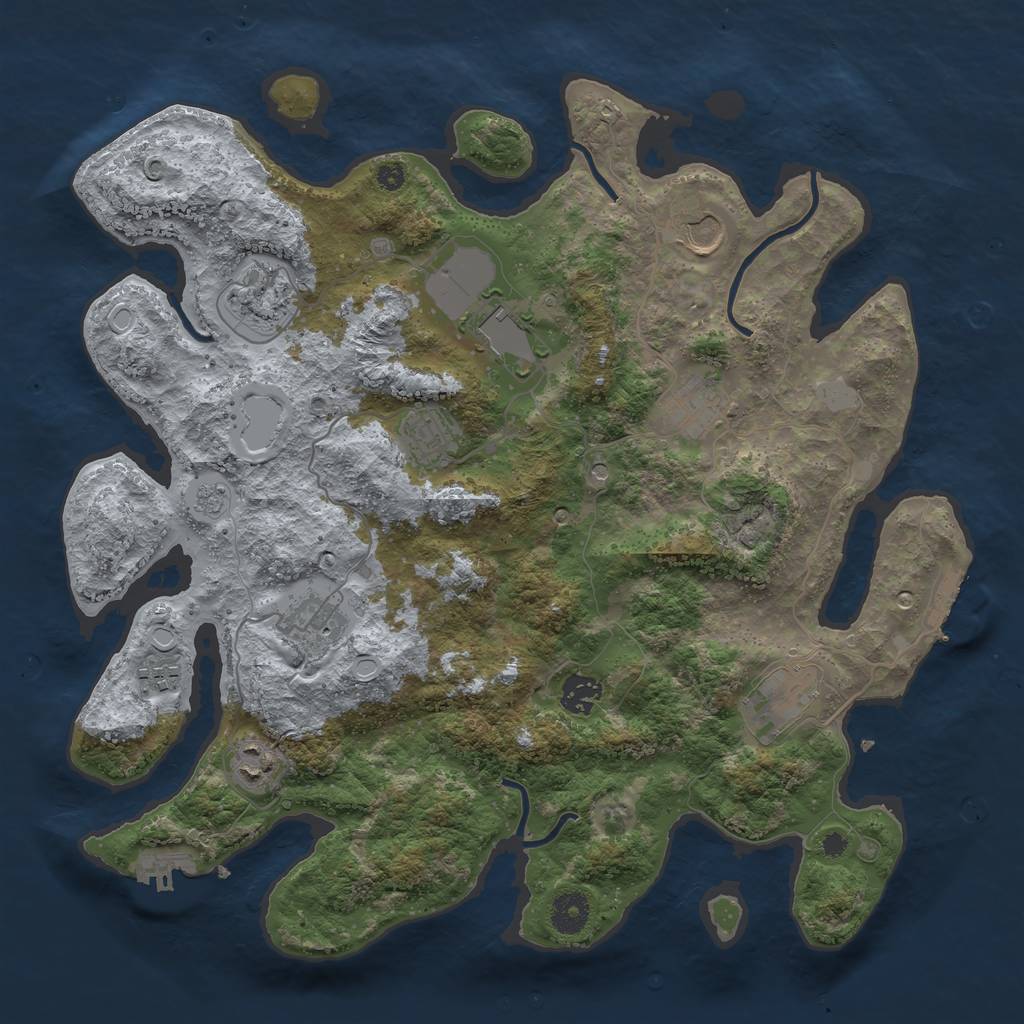 Rust Map: Procedural Map, Size: 3800, Seed: 77968096, 19 Monuments
