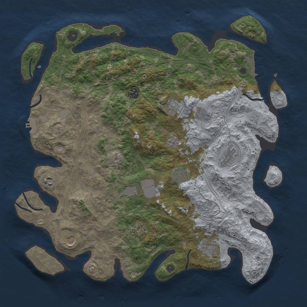 Rust Map: Procedural Map, Size: 4250, Seed: 846551125, 20 Monuments