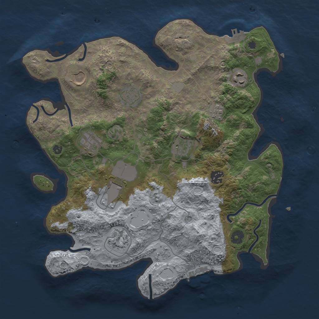 Rust Map: Procedural Map, Size: 3500, Seed: 425194, 18 Monuments