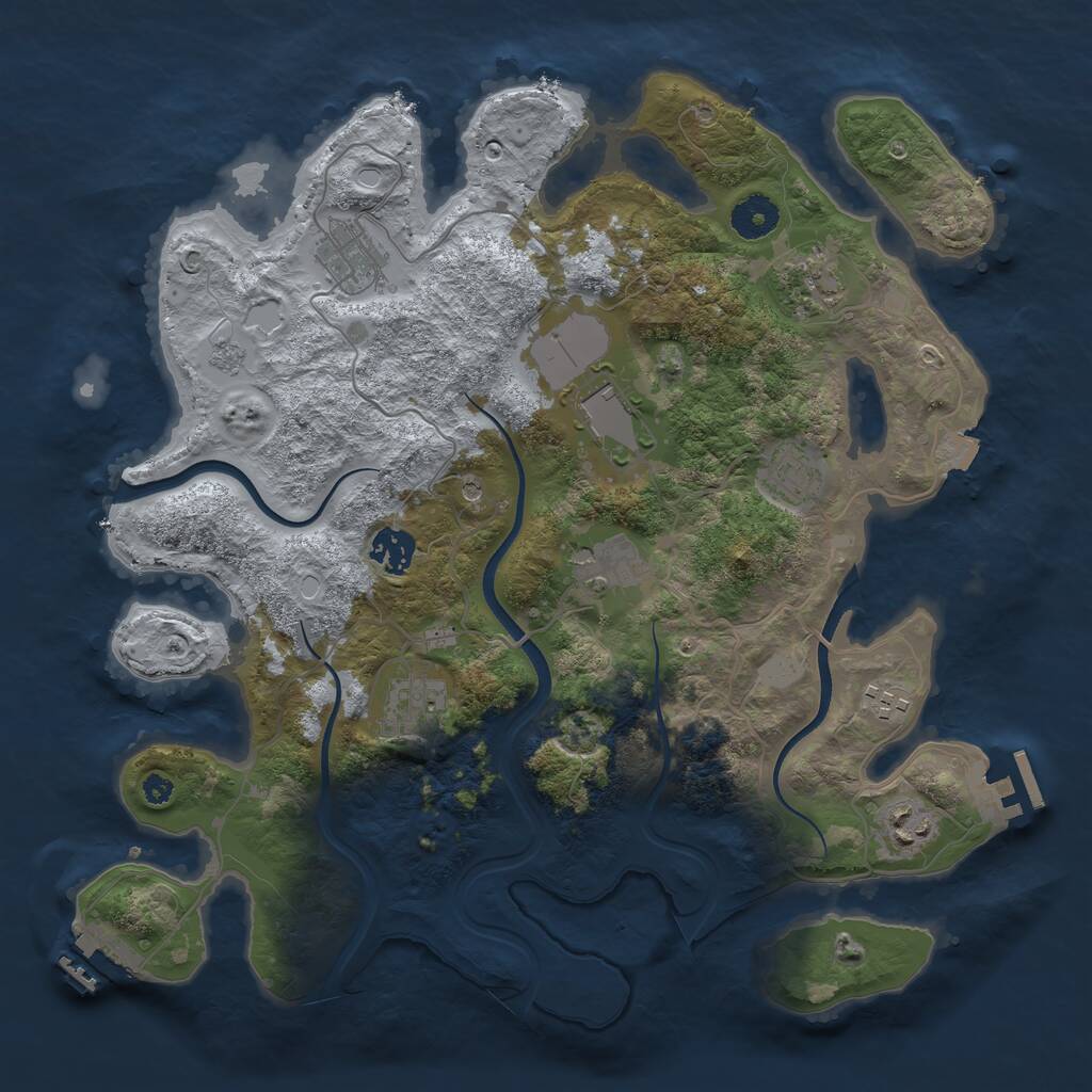 Rust Map: Procedural Map, Size: 3650, Seed: 52834601, 15 Monuments