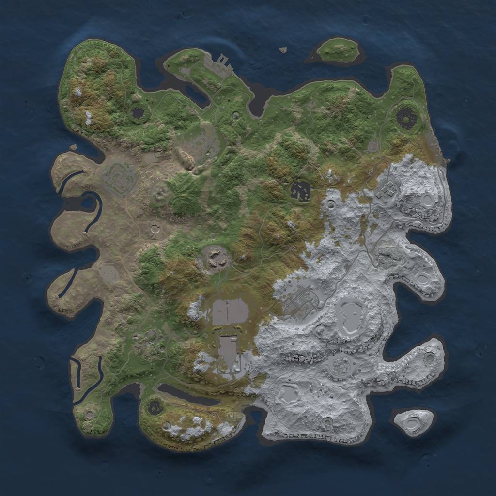 Rust Map: Procedural Map, Size: 3503, Seed: 2130598635, 17 Monuments