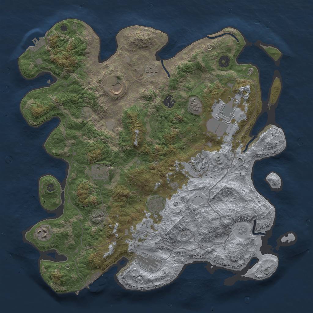 Rust Map: Procedural Map, Size: 4000, Seed: 5464, 18 Monuments