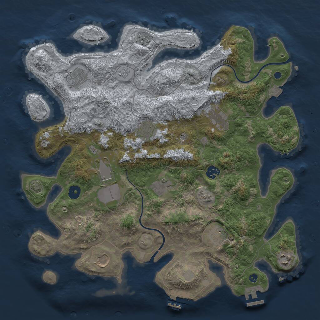 Rust Map: Procedural Map, Size: 3700, Seed: 53127865, 16 Monuments