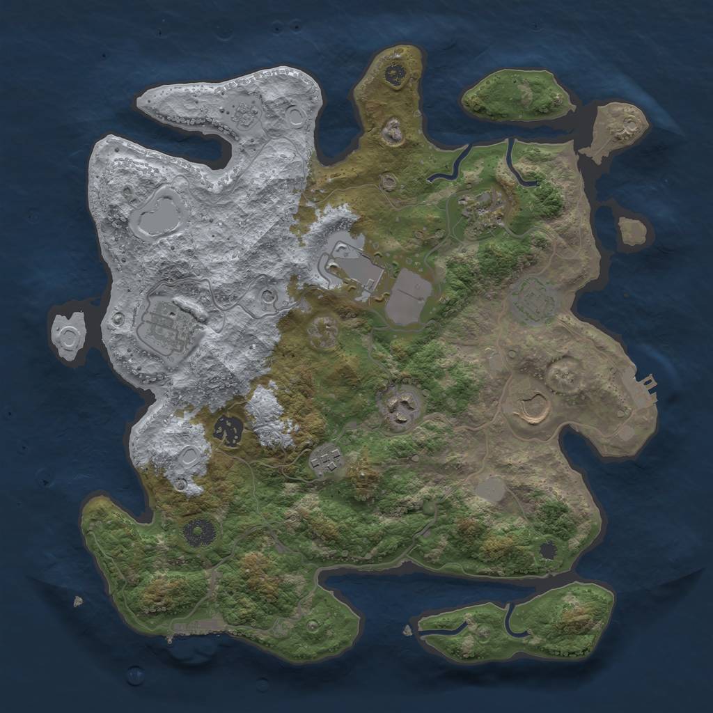 Rust Map: Procedural Map, Size: 3500, Seed: 107543744, 17 Monuments